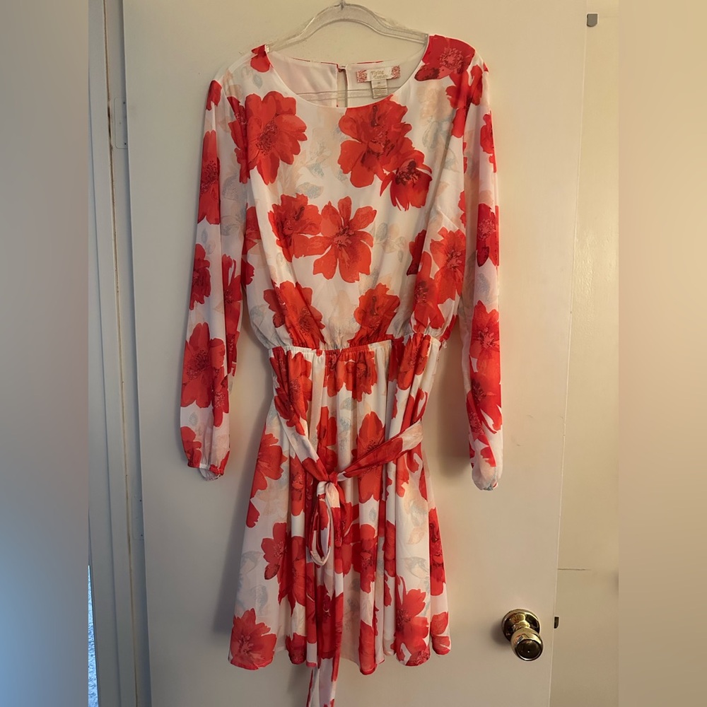 Flying Tomato Red and Orange Long Sleeve Sundress